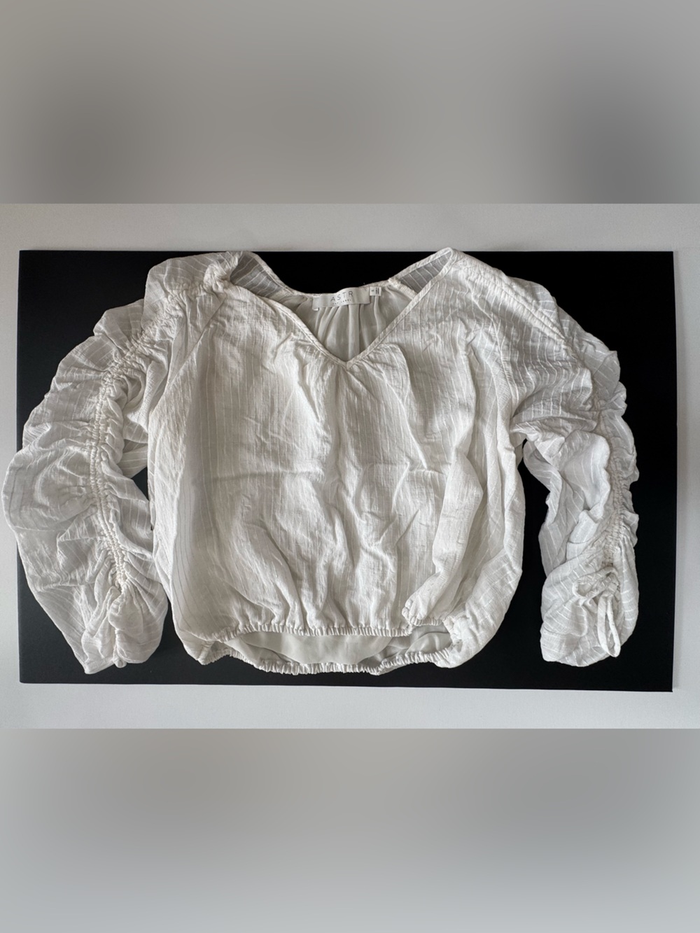 Astr White Textured V-Neck Peasant Top | Whimsigoth Coquette Ren Faire Soft Fem